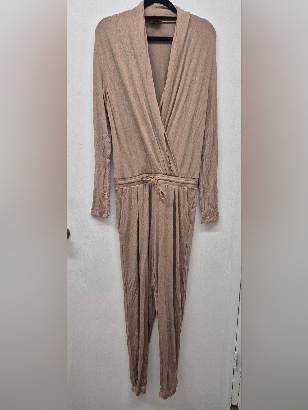 🌼5/$20 Lightweight Taupe Wrap Jumpsuit with Tie Waist